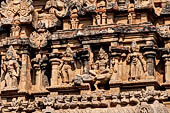 The great Chola temples of Tamil Nadu - The Brihadishwara Temple of Thanjavur. Decorations of the Subrahmanya Shrine in the northwest corner of the temple courtyard. 